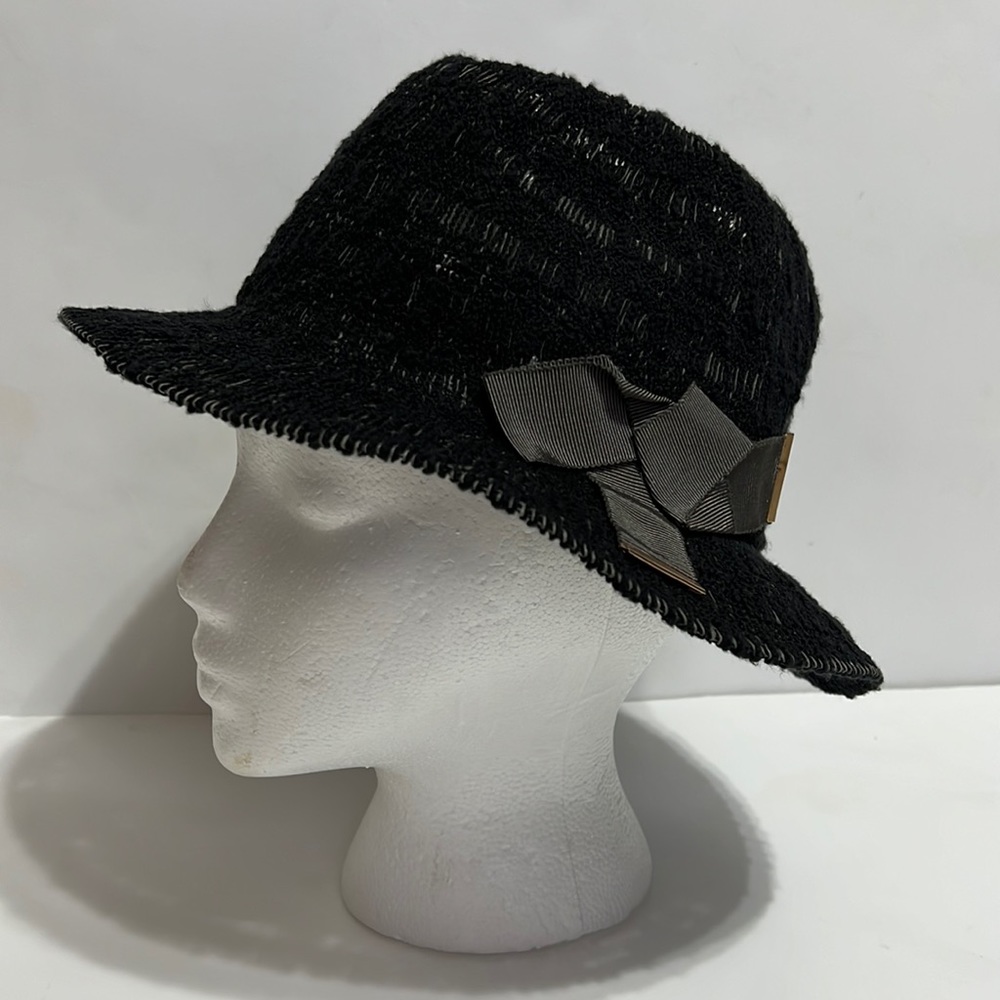 NEW BCBGeneration Black & Gray Cotton Blend Wide Brim Hat